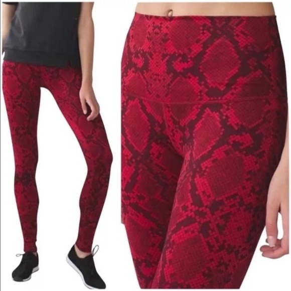 lululemon athletica Pants - Lululemon Wunder Under Pant Ziggy Snake Red 4